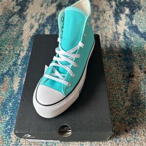 W Converse Chuck Taylor All Star Lift Platform High ‘Triple Cyan’ Sz7.5w
